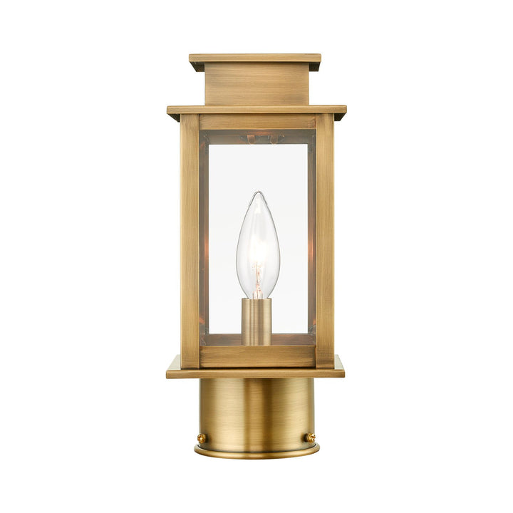 1 Light Antique Brass Outdoor Mini Post Top Lantern