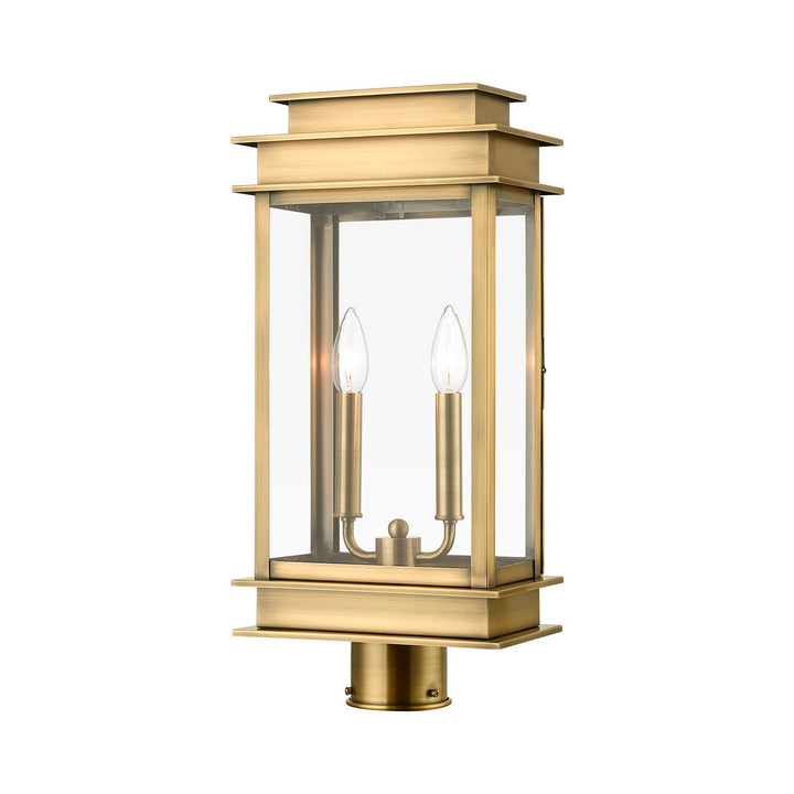 2 Light Antique Brass With Polished Chrome Stainless Steel Reflector by Livex Lighting