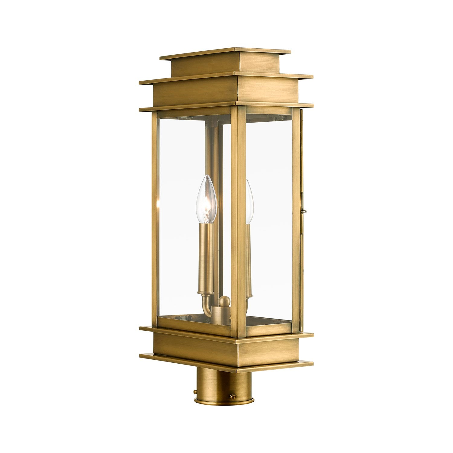 2 Light Antique Brass With Polished Chrome Stainless Steel Reflector