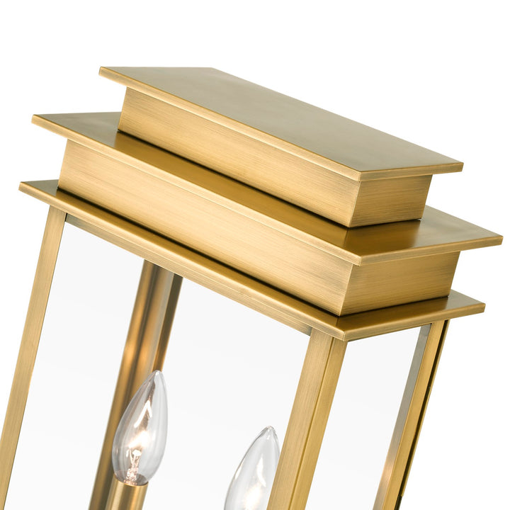 2 Light Antique Brass With Polished Chrome Stainless Steel Reflector