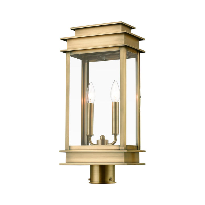 2 Light Antique Brass With Polished Chrome Stainless Steel Reflector