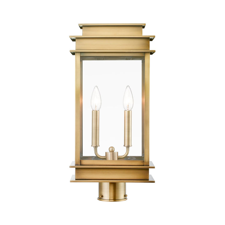 2 Light Antique Brass With Polished Chrome Stainless Steel Reflector