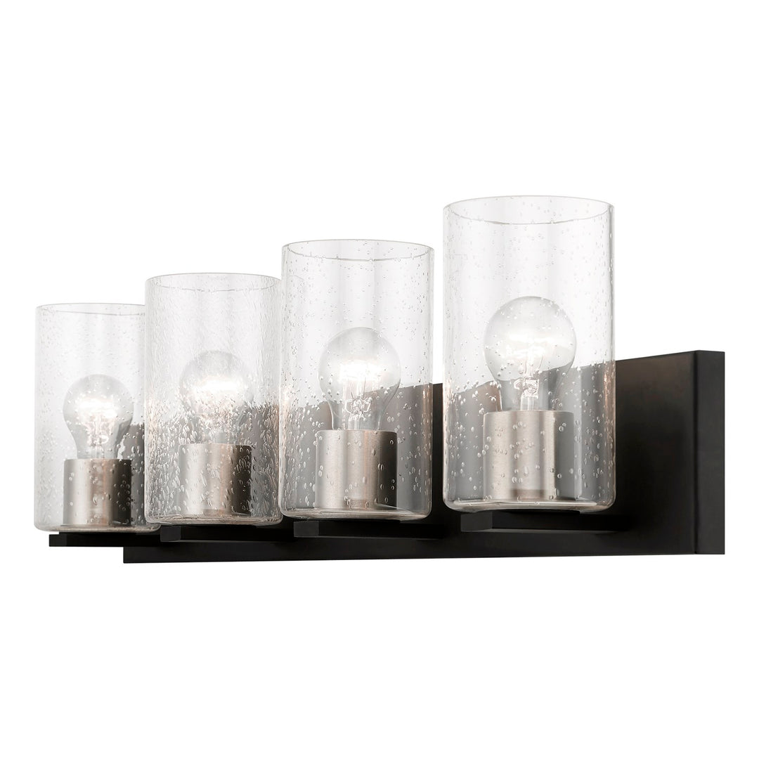 4 Light Black With Brushed Nickel Accents Large Vanity Sconce