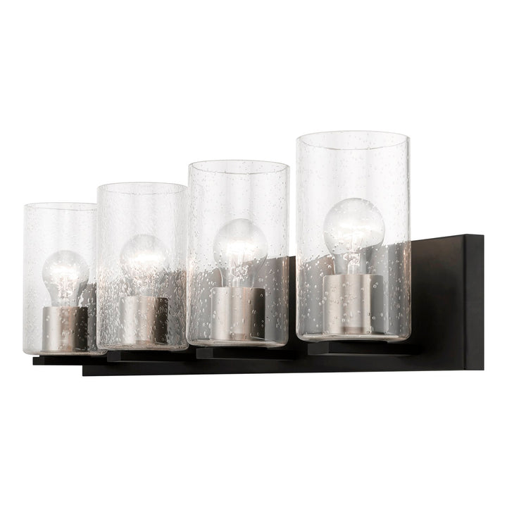 4 Light Black With Brushed Nickel Accents Large Vanity Sconce