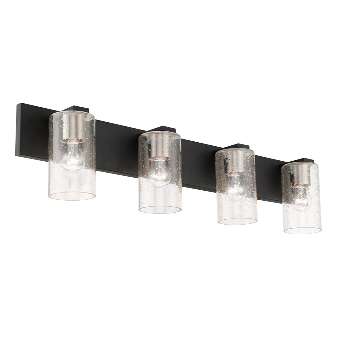 4 Light Black With Brushed Nickel Accents Large Vanity Sconce