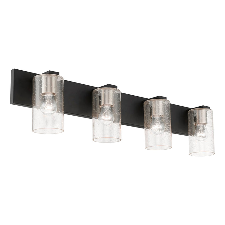 4 Light Black With Brushed Nickel Accents Large Vanity Sconce