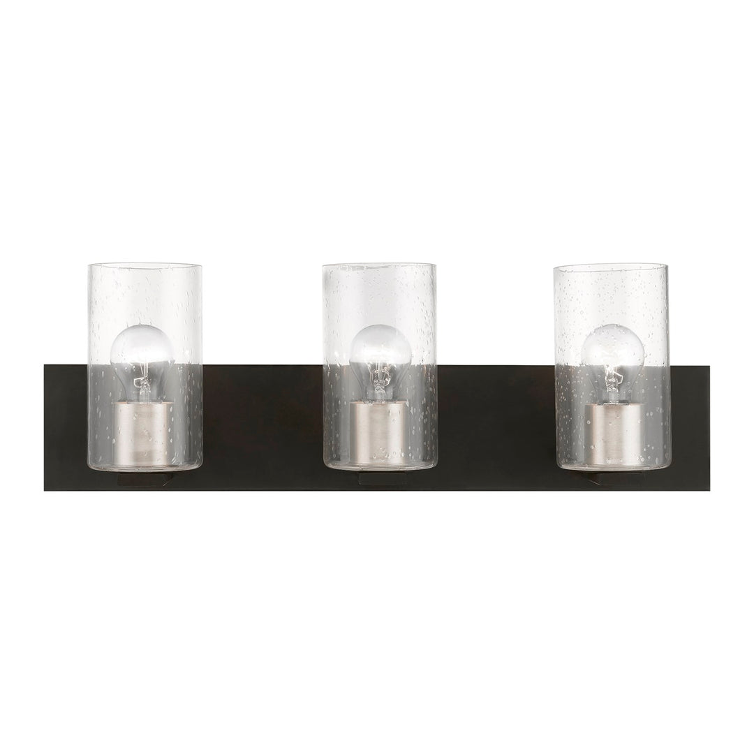 3 Light Black With Brushed Nickel Accents Vanity Sconce by Livex Lighting
