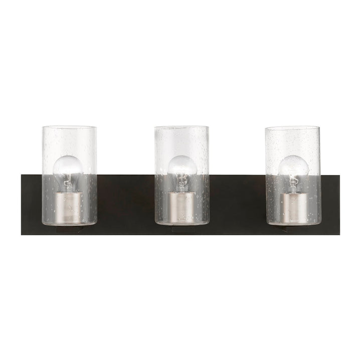 3 Light Black With Brushed Nickel Accents Vanity Sconce by Livex Lighting