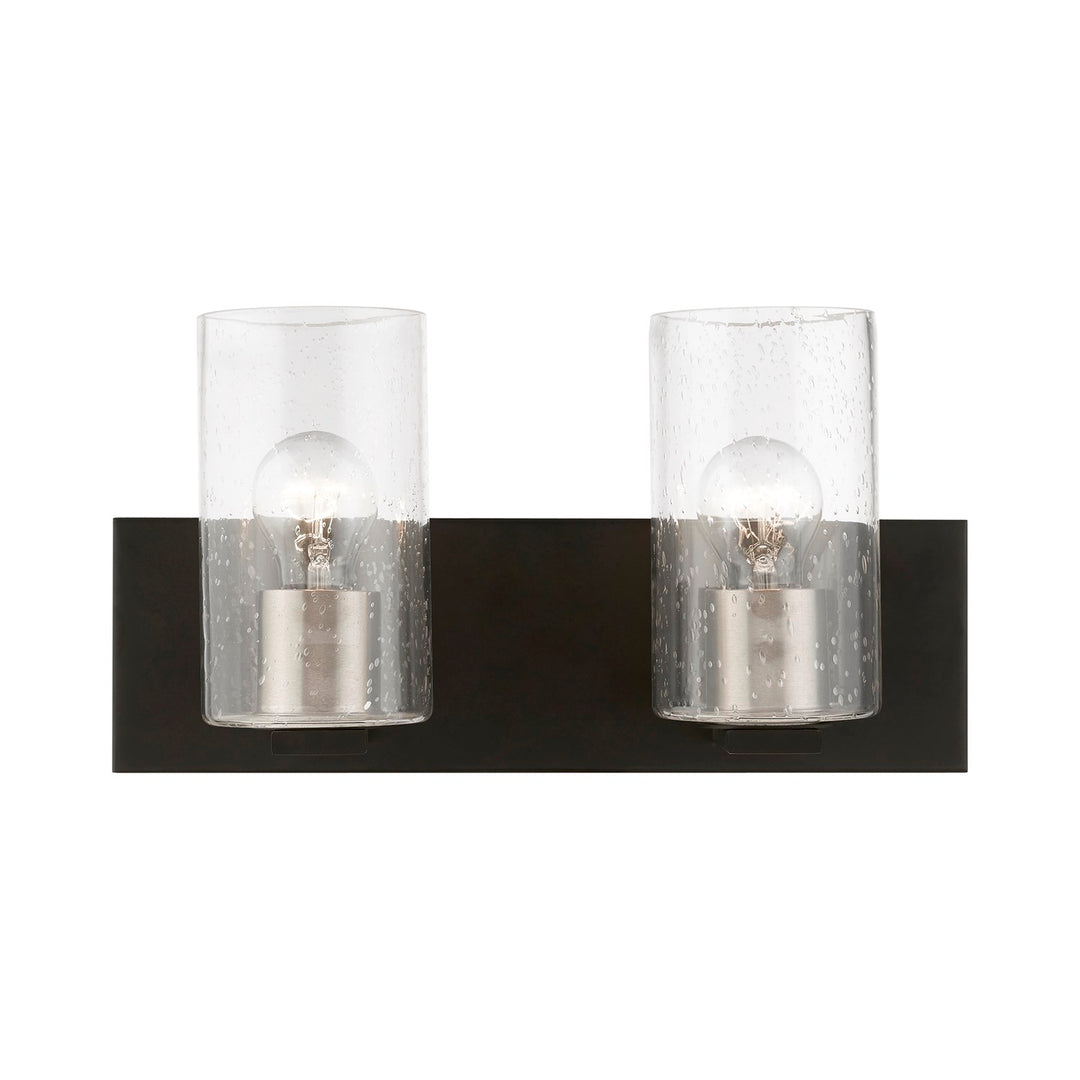 2 Light Black With Brushed Nickel Accents Vanity Sconce by Livex Lighting