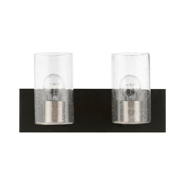 2 Light Black With Brushed Nickel Accents Vanity Sconce