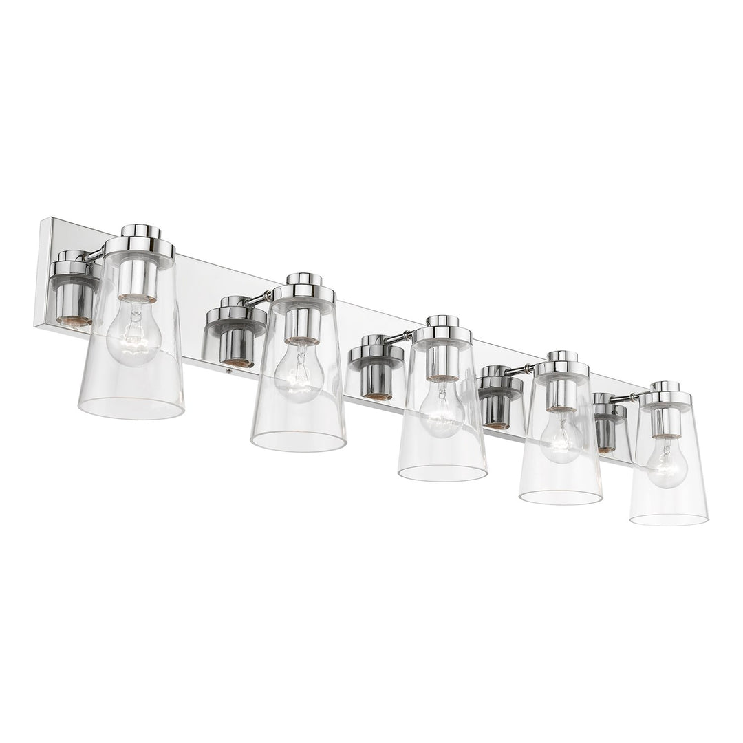 5 Light Polished Chrome Extra Large Vanity Sconce