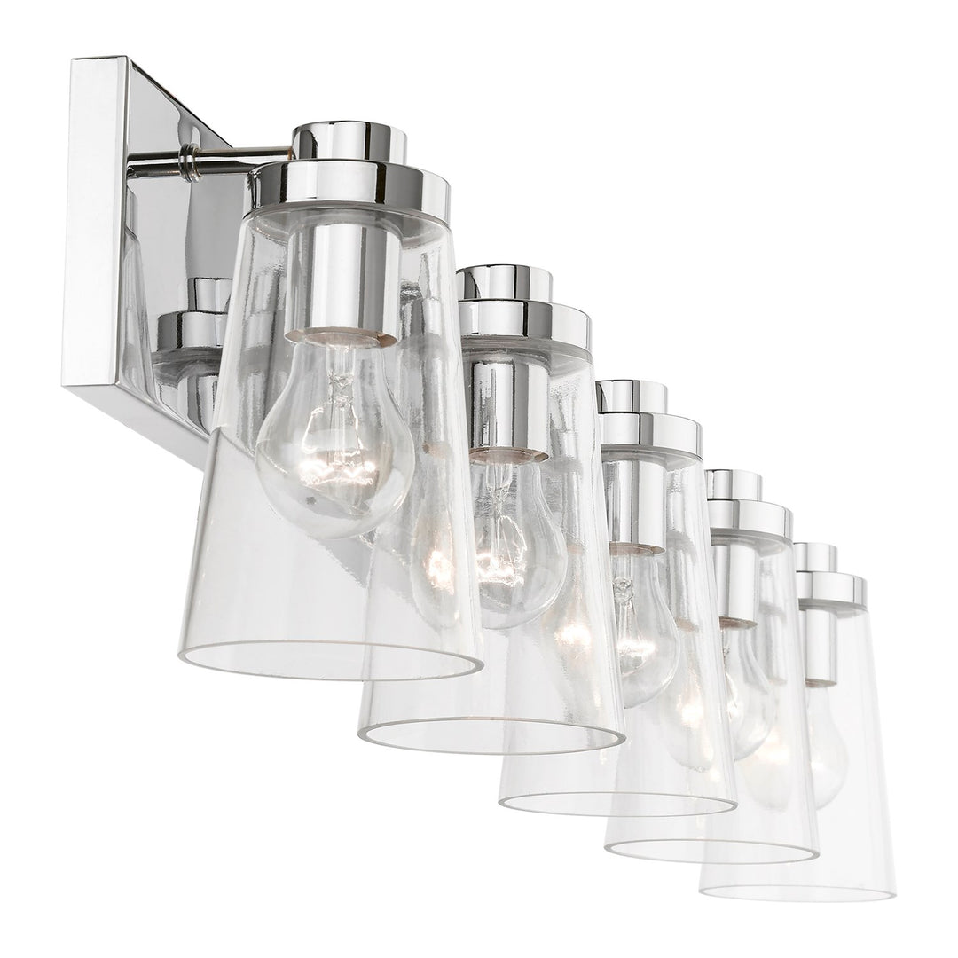 5 Light Polished Chrome Extra Large Vanity Sconce