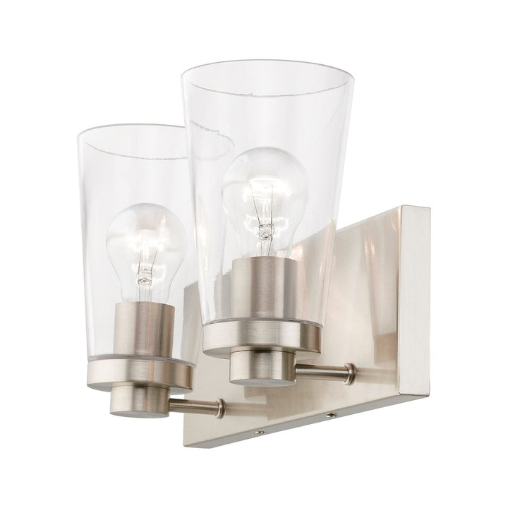 2 Light Brushed Nickel Vanity Sconce