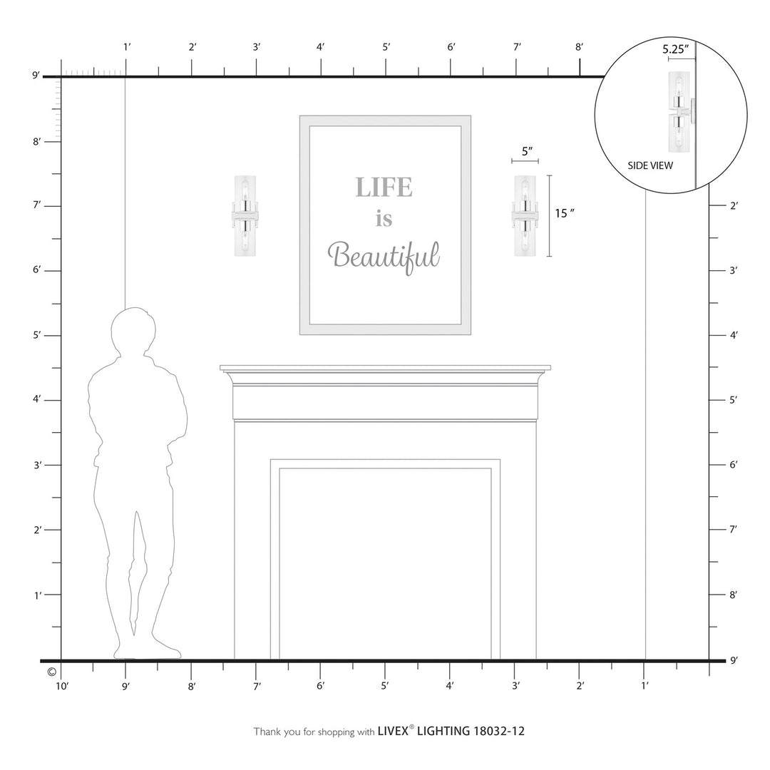 2 Light Satin Brass Vanity Sconce