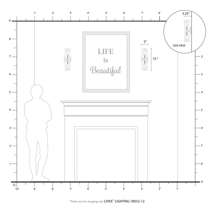 2 Light Satin Brass Vanity Sconce
