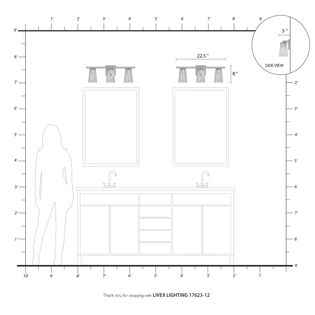 3 Light Satin Brass Vanity Sconce
