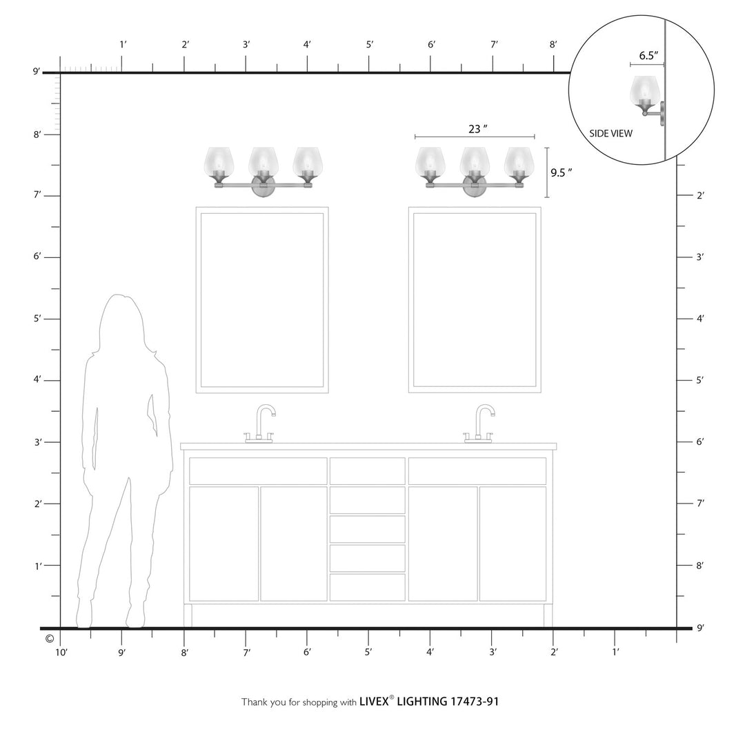 3 Light Brushed Nickel Vanity Sconce