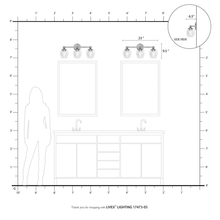 3 Light Polished Chrome Vanity Sconce