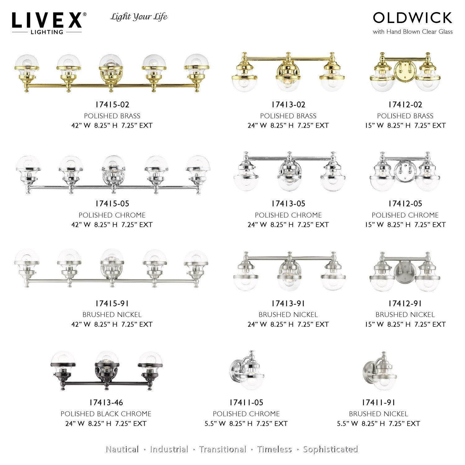 5 Light Polished Brass Large Vanity Sconce