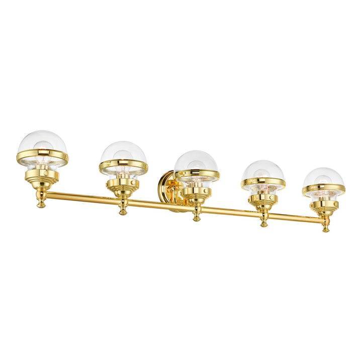 5 Light Polished Brass Large Vanity Sconce