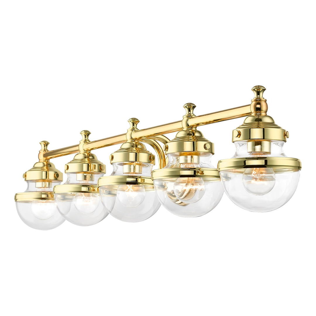 5 Light Polished Brass Large Vanity Sconce