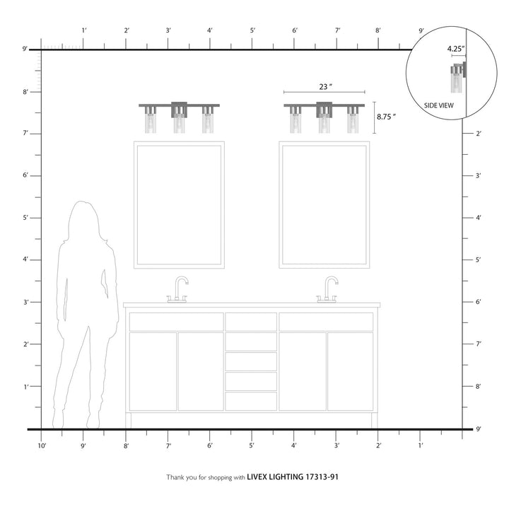 3 Light Brushed Nickel Vanity Sconce