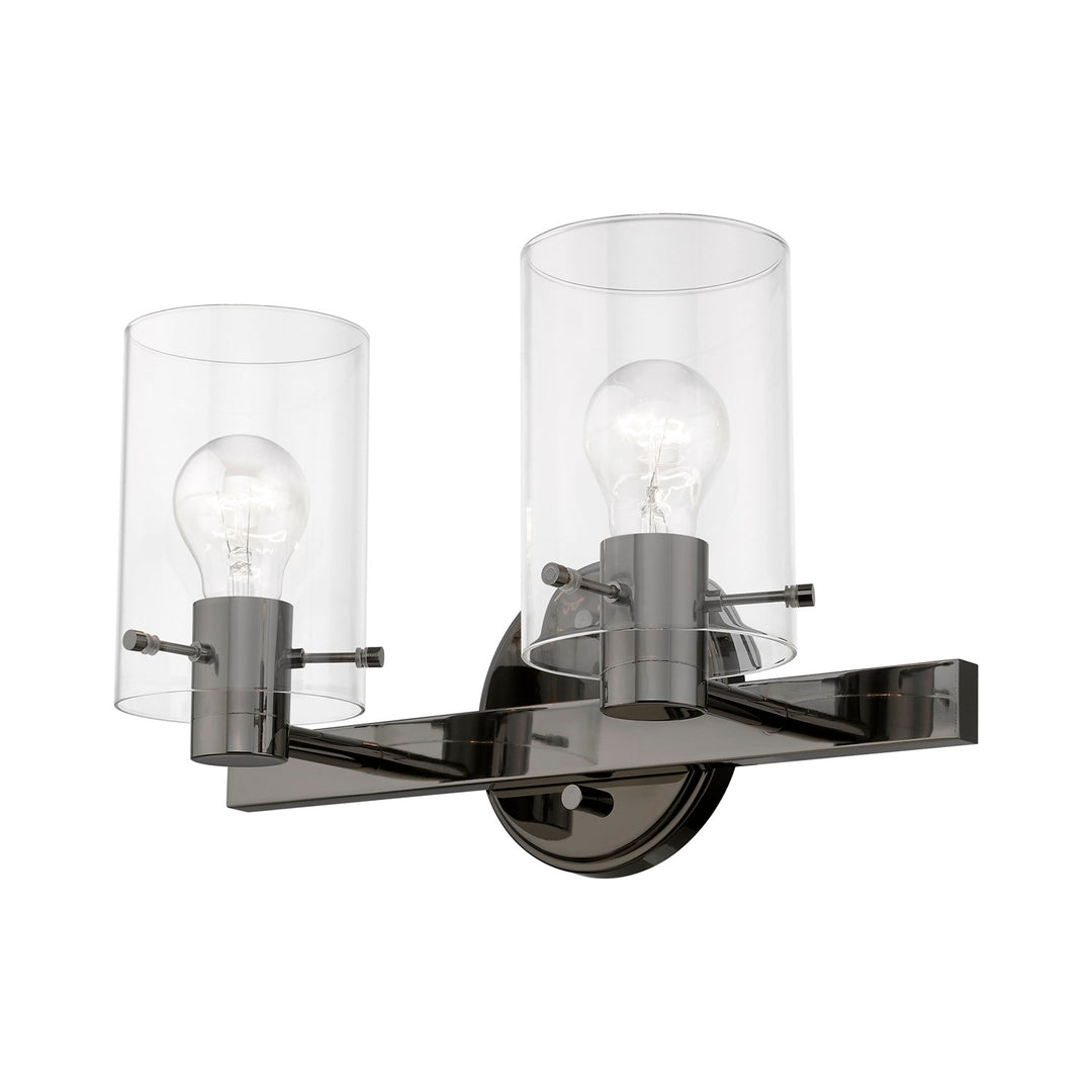 2 Light Black Chrome Vanity Sconce