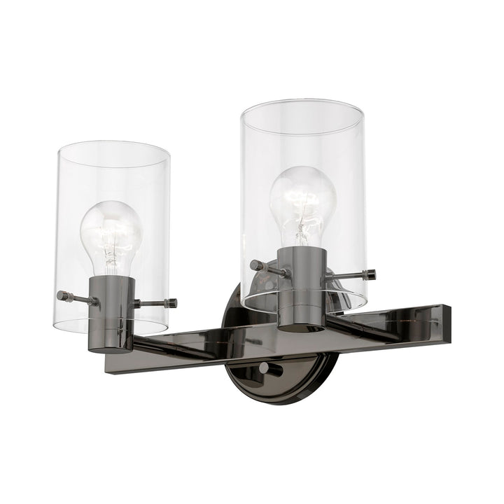 2 Light Black Chrome Vanity Sconce
