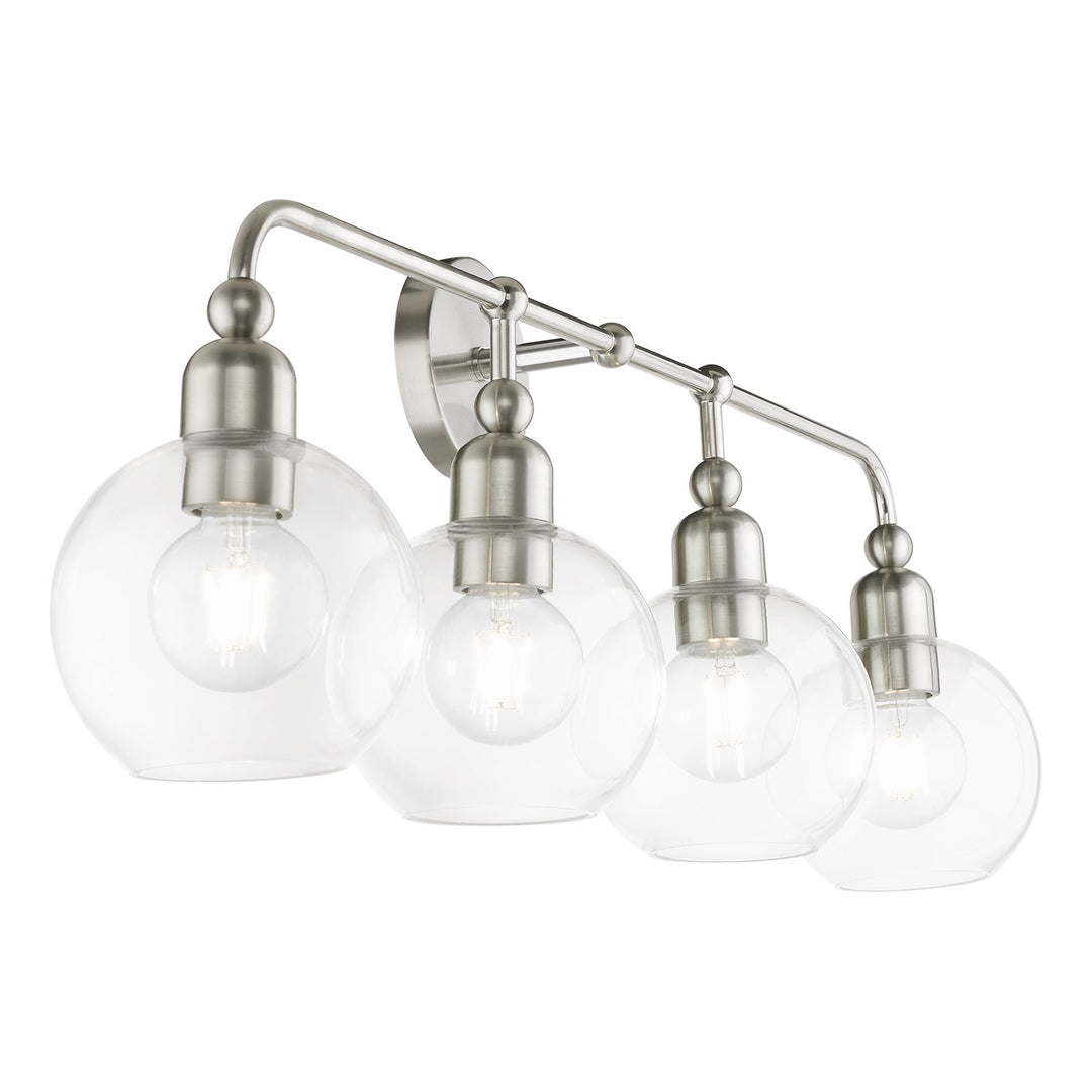 4 Light Brushed Nickel Large Sphere Vanity Sconce