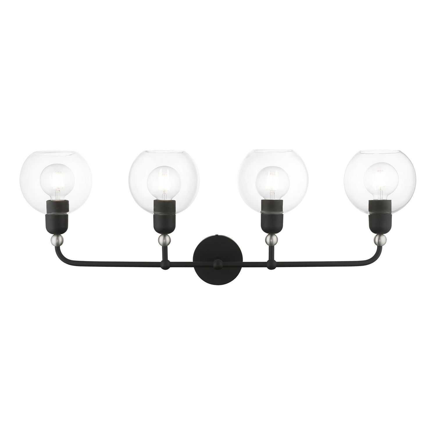 4 Light Black With Brushed Nickel Accents Large Sphere Vanity Sconce by Livex Lighting
