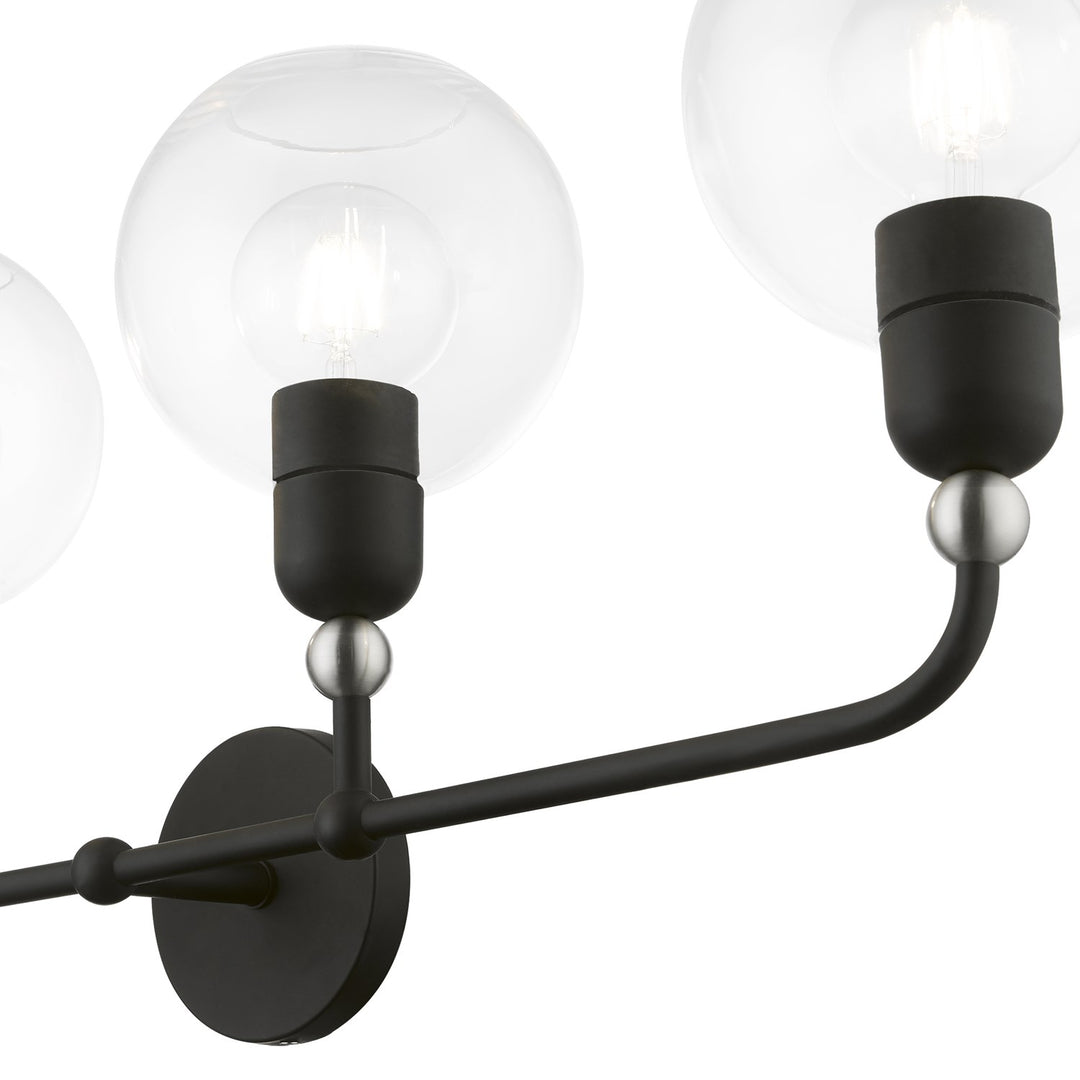 4 Light Black With Brushed Nickel Accents Large Sphere Vanity Sconce