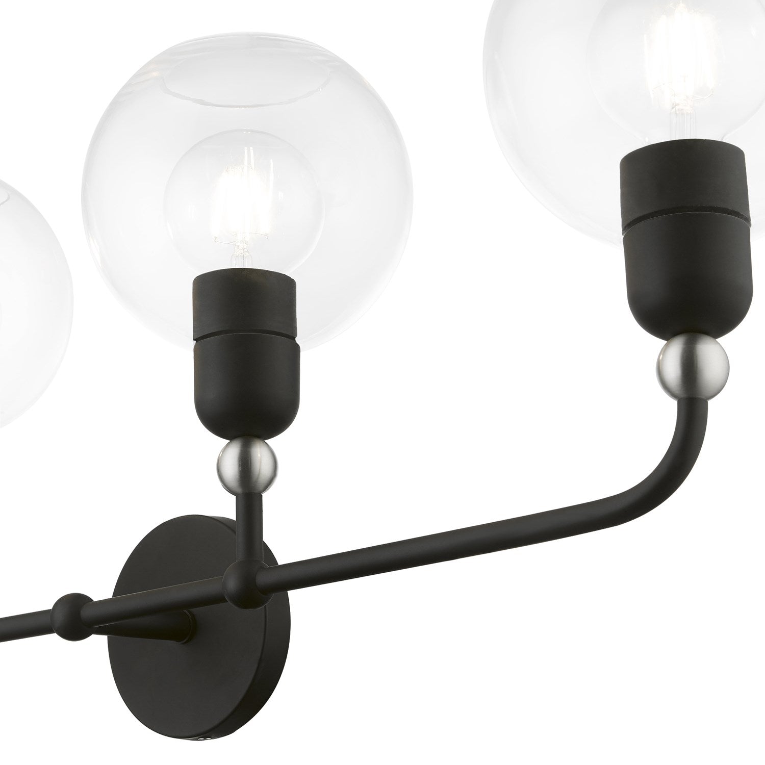 4 Light Black With Brushed Nickel Accents Large Sphere Vanity Sconce