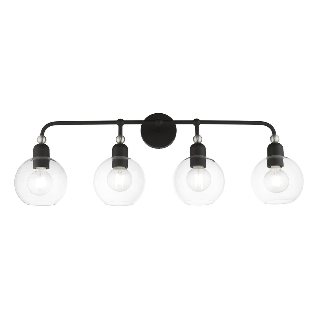 4 Light Black With Brushed Nickel Accents Large Sphere Vanity Sconce