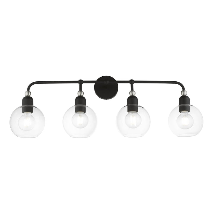 4 Light Black With Brushed Nickel Accents Large Sphere Vanity Sconce