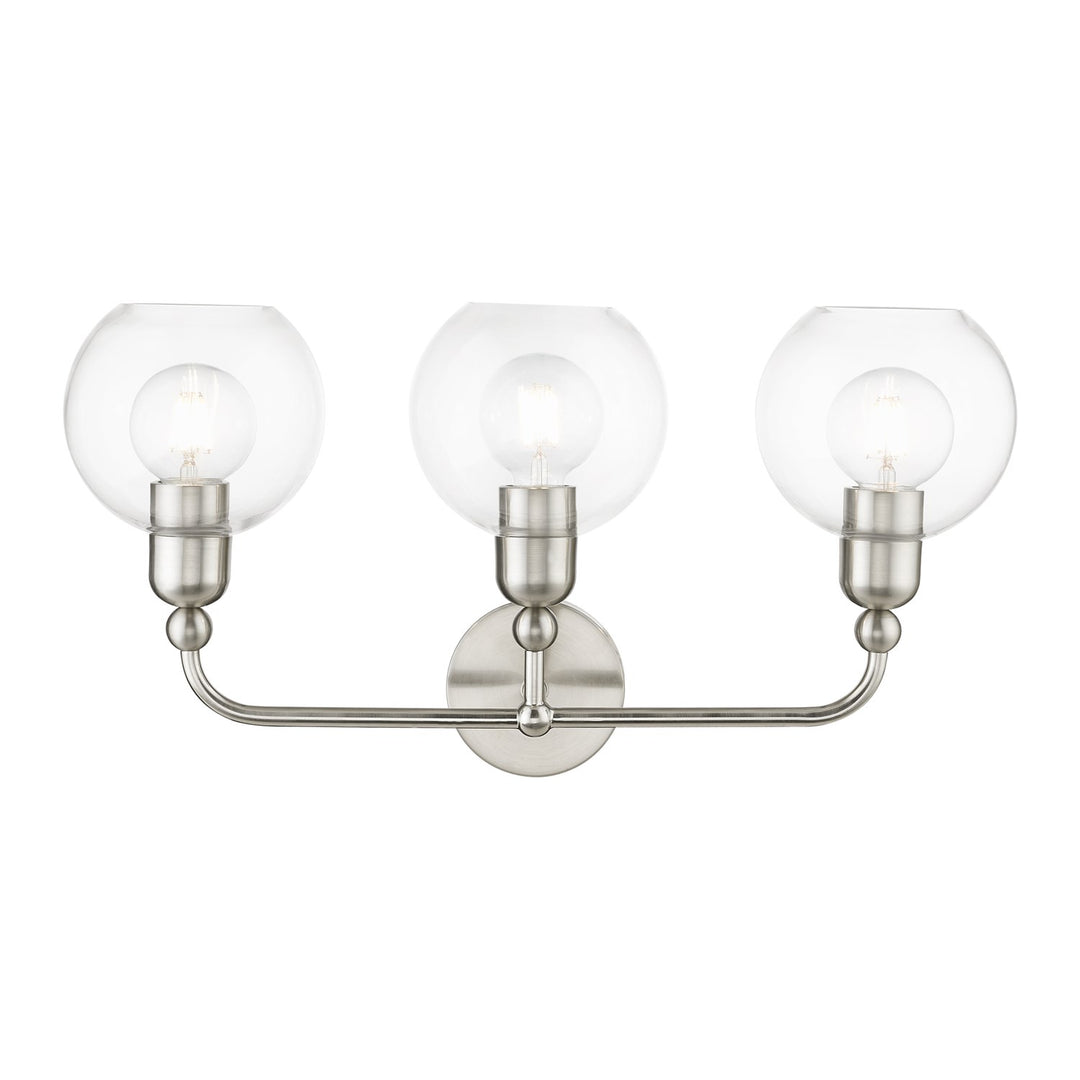 3 Light Brushed Nickel Sphere Vanity Sconce by Livex Lighting