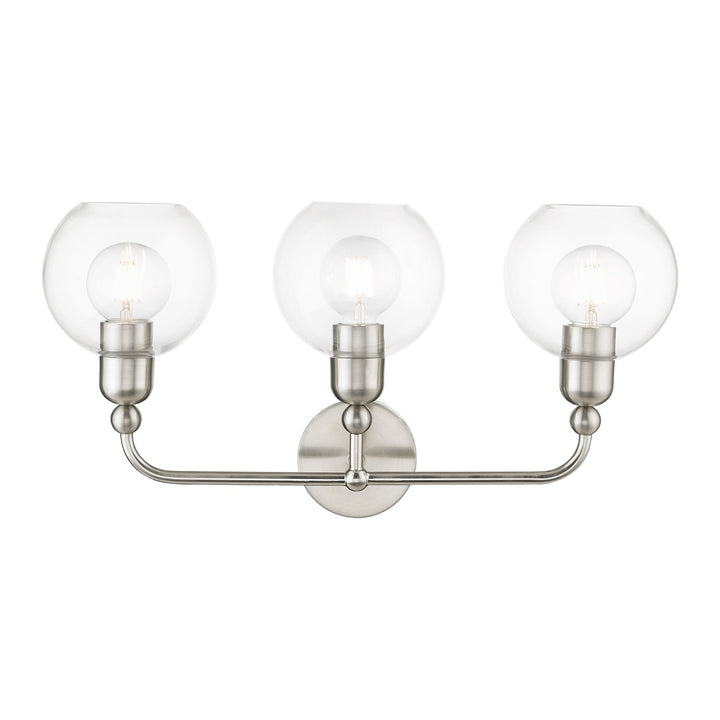 3 Light Brushed Nickel Sphere Vanity Sconce by Livex Lighting