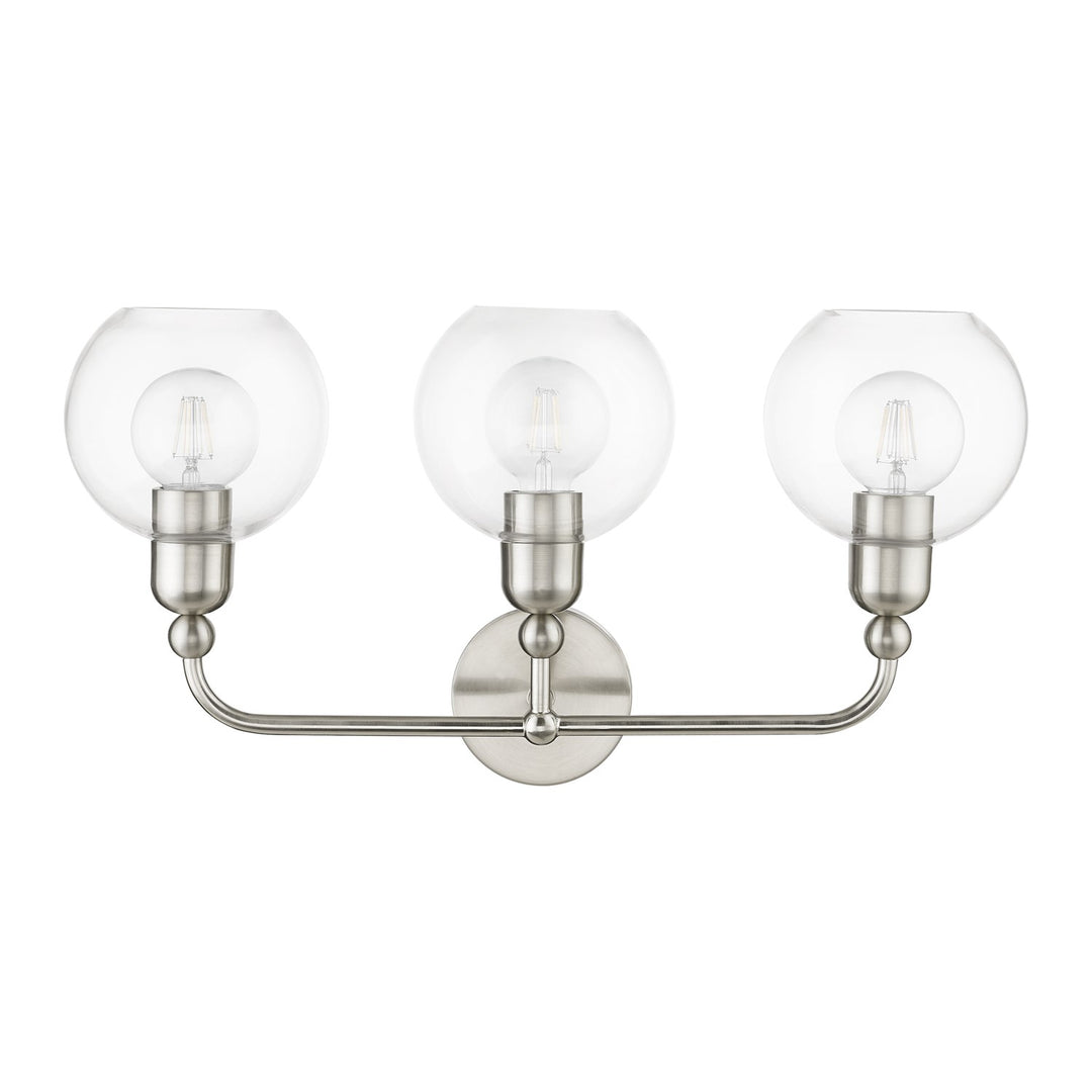 3 Light Brushed Nickel Sphere Vanity Sconce