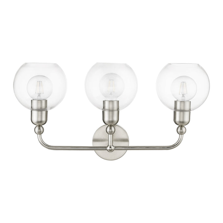 3 Light Brushed Nickel Sphere Vanity Sconce