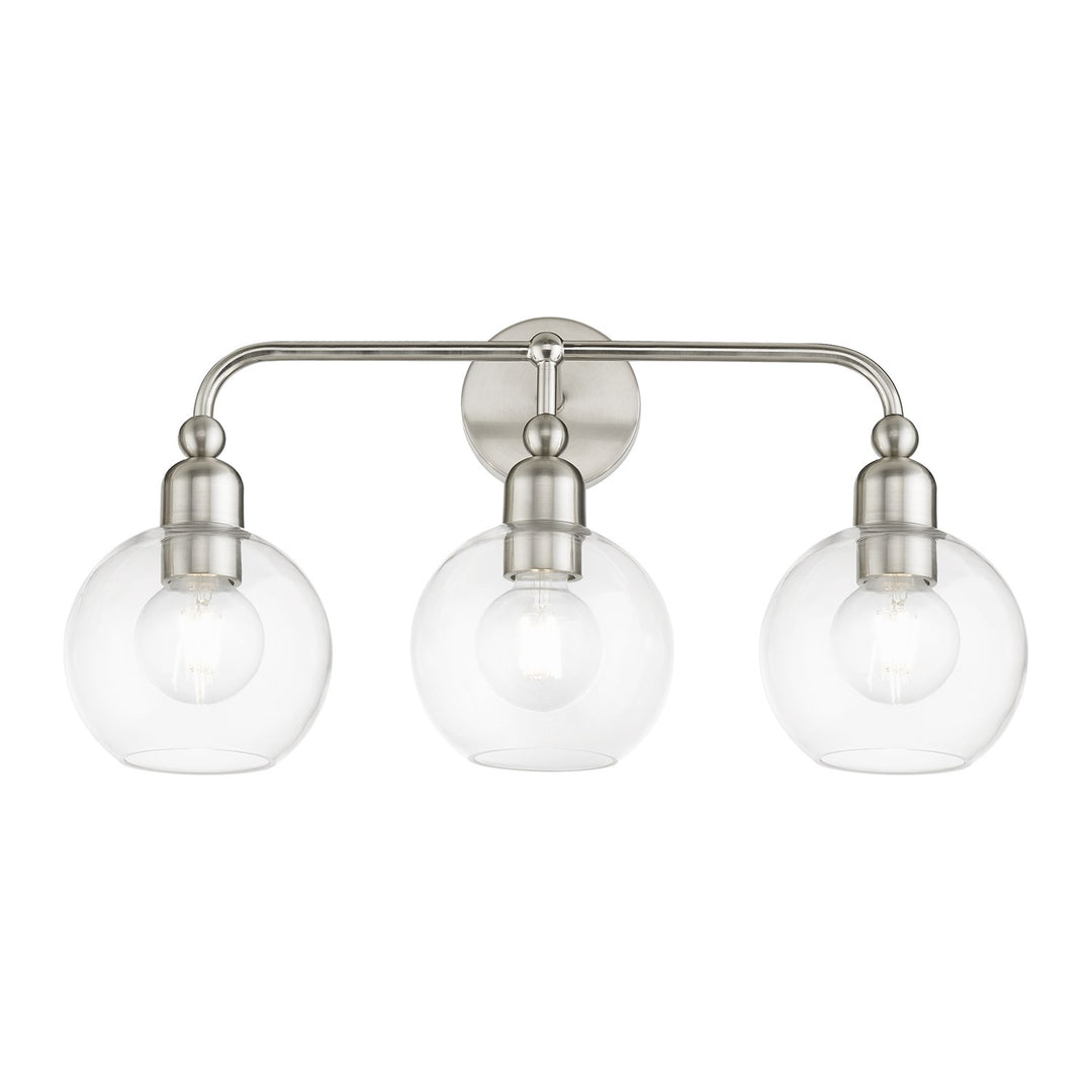 3 Light Brushed Nickel Sphere Vanity Sconce