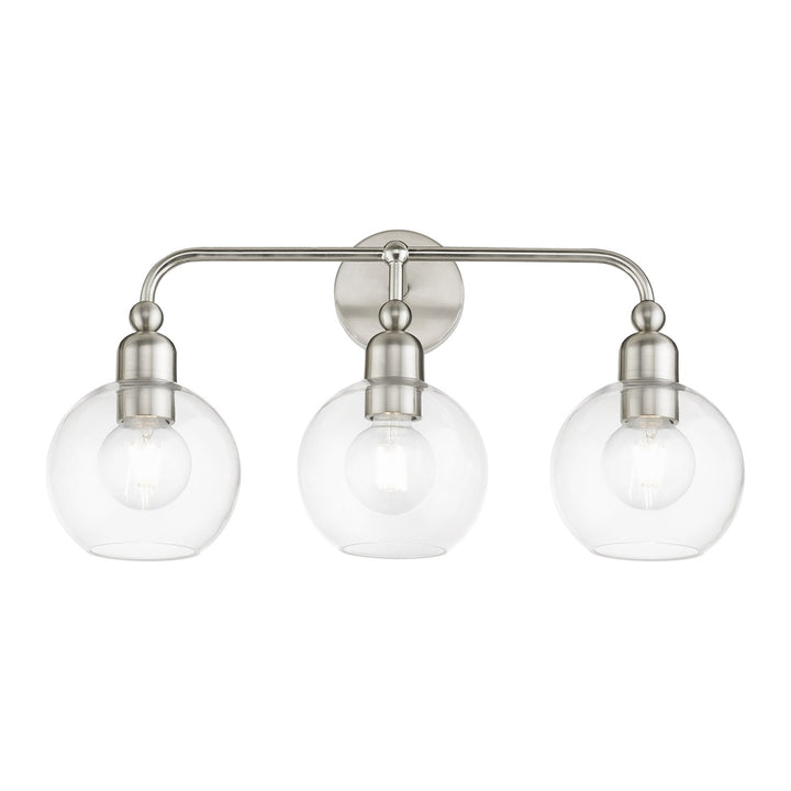 3 Light Brushed Nickel Sphere Vanity Sconce