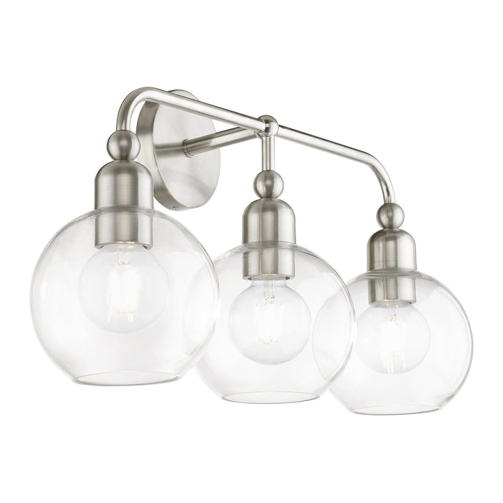 3 Light Brushed Nickel Sphere Vanity Sconce