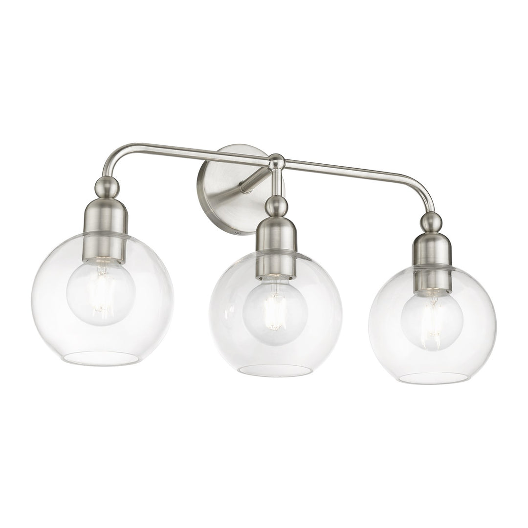 3 Light Brushed Nickel Sphere Vanity Sconce