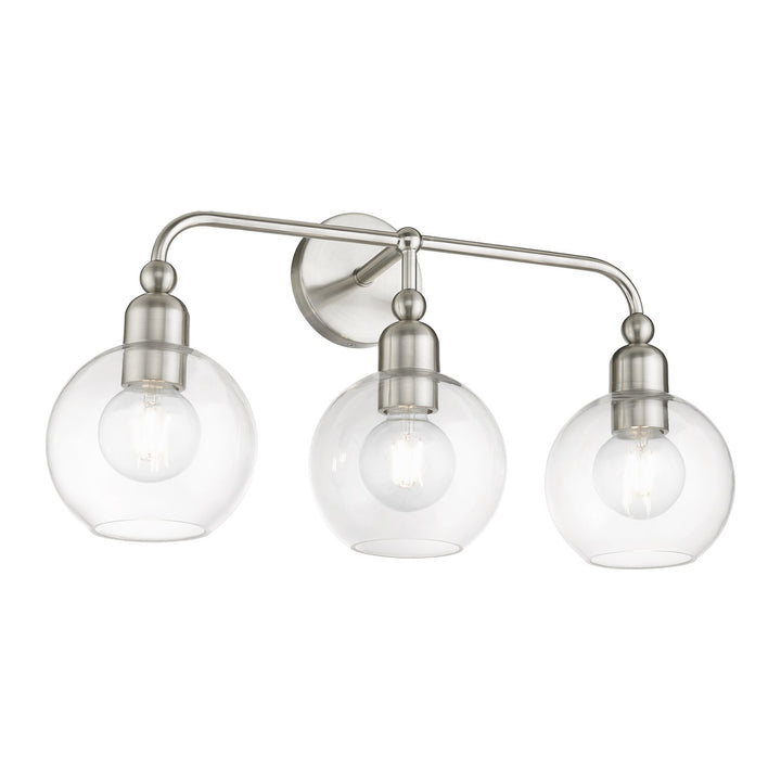 3 Light Brushed Nickel Sphere Vanity Sconce