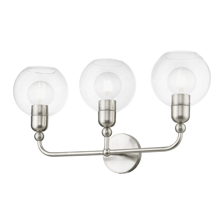 3 Light Brushed Nickel Sphere Vanity Sconce