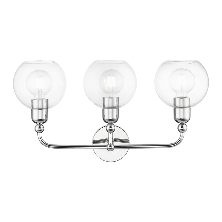 3 Light Polished Chrome Sphere Vanity Sconce by Livex Lighting