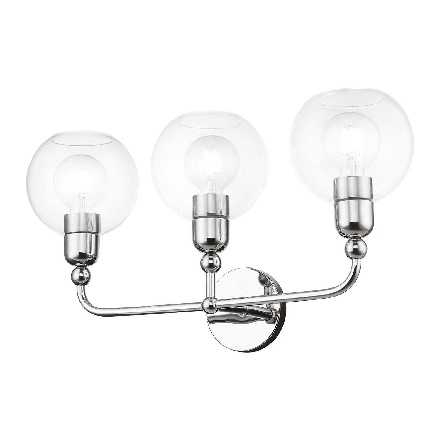 3 Light Polished Chrome Sphere Vanity Sconce
