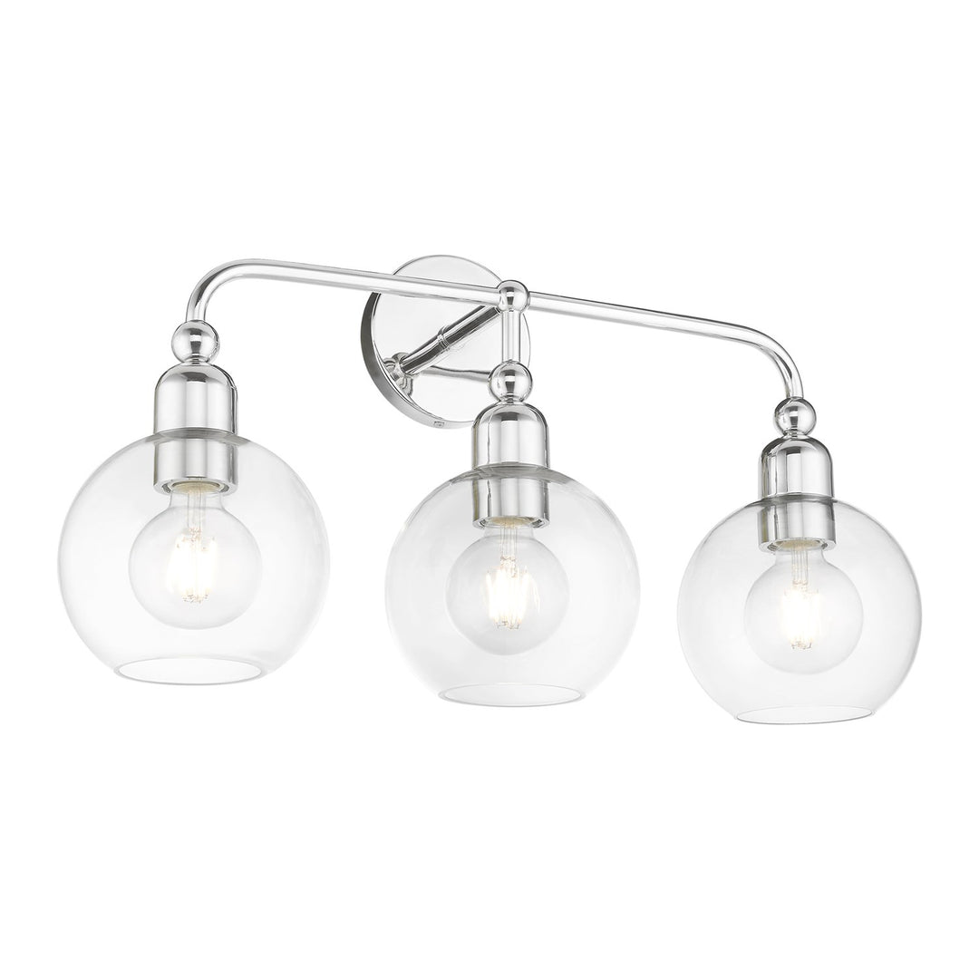 3 Light Polished Chrome Sphere Vanity Sconce