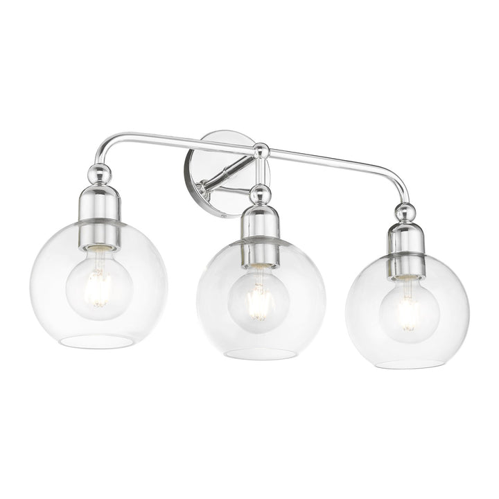 3 Light Polished Chrome Sphere Vanity Sconce