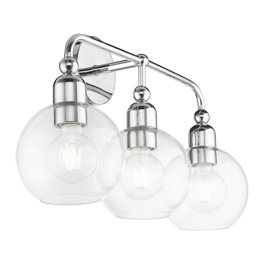 3 Light Polished Chrome Sphere Vanity Sconce