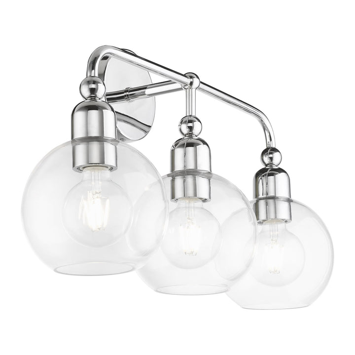 3 Light Polished Chrome Sphere Vanity Sconce